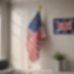 Aesthetic flags displayed on a stylish wall, enhancing the decor of a modern room.