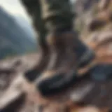 Durable hiking footwear on rocky terrain