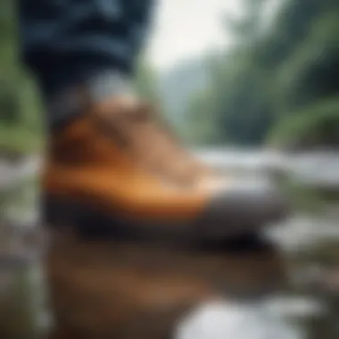 Water-resistant shoes in a river environment