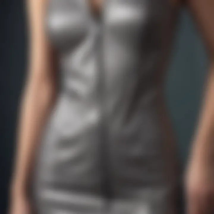 Close-up of zip detailing on a bodycon dress