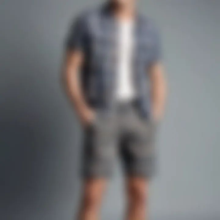 Man styled in plaid shorts paired with casual summer attire.