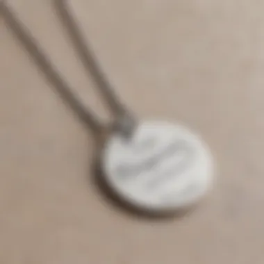 Close-up of a personalized necklace featuring a name pendant