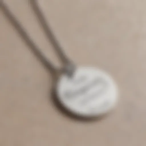 Close-up of a personalized necklace featuring a name pendant