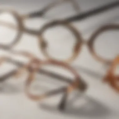 Selection of materials used in crafting small oval eyeglass frames