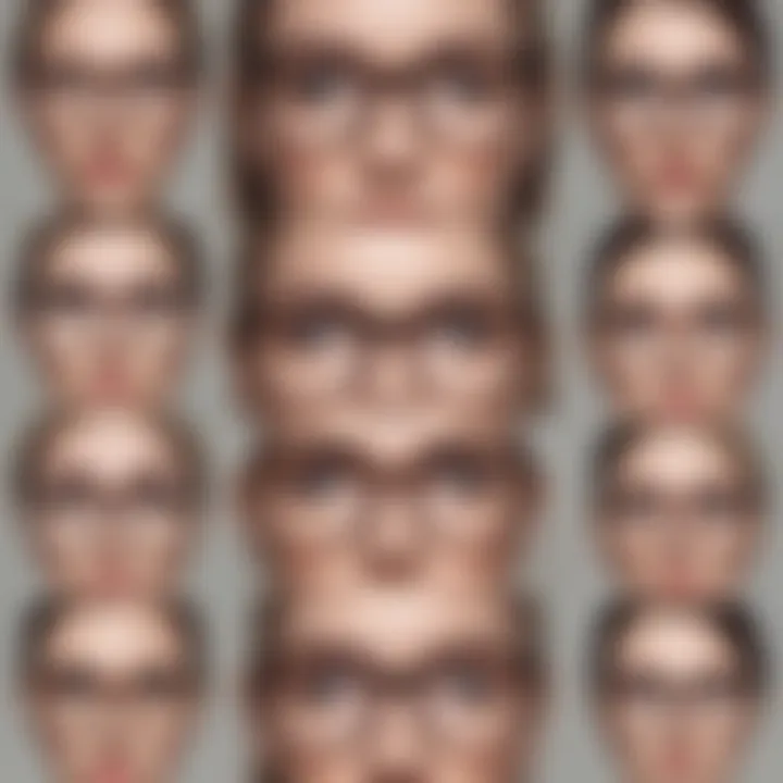 Illustration showing various face shapes with suitable small oval eyeglass frames