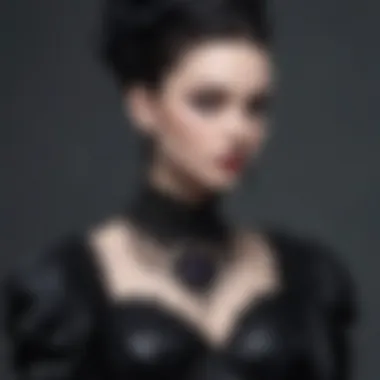 A stylishly accessorized sexy goth dress highlighting contemporary fashion trends.