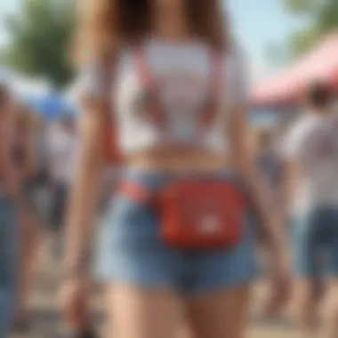 Stylish individual showcasing a fanny bag at a festival