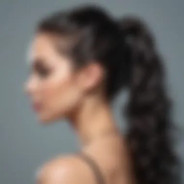 Close-up of water wave ponytail maintenance products