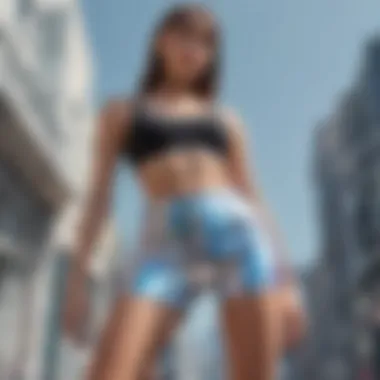 Versatile Styling of Holographic Biker Shorts Trendy outfit featuring holographic biker shorts styled with accessories