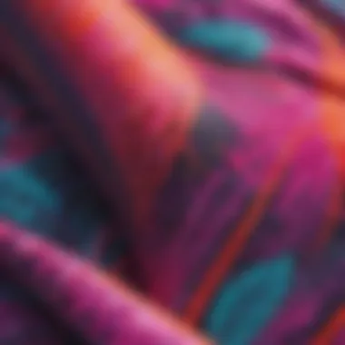 Close-up of fabric showcasing neon patterns and textures