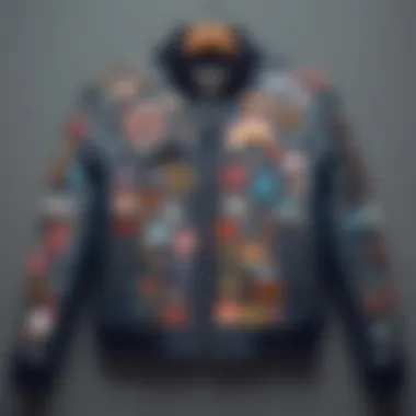 A stylish jacket adorned with various artistic patches, symbolizing personal expression.