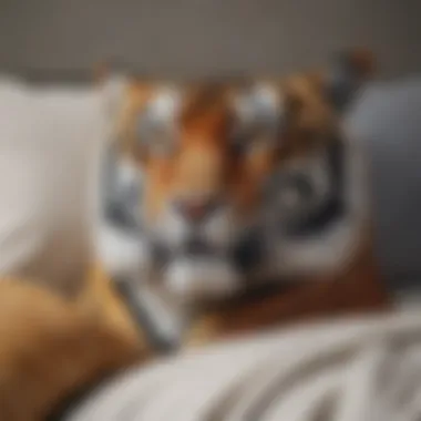 Tiger print lumbar pillow complementing contemporary decor