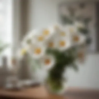 Stylish home decor featuring faux daisies in a chic arrangement.