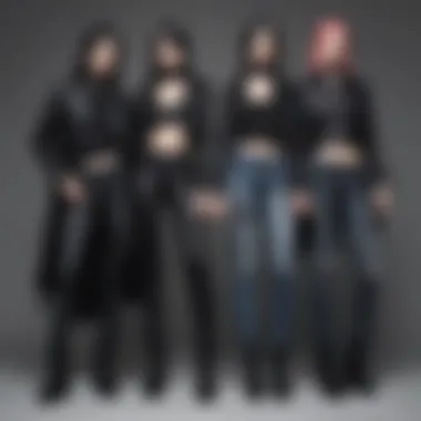 Modern Looks with Goth Jeans Fashion-forward individuals showcasing diverse ways to wear goth jeans in modern settings