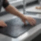 Silicone mat protecting a countertop during hair styling