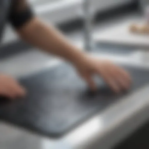 Silicone mat protecting a countertop during hair styling