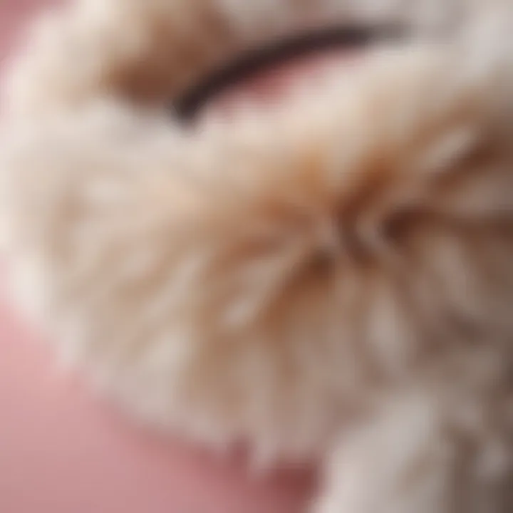 Close-up of a soft, plush headband showcasing its texture