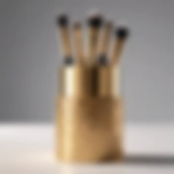 Trendy gold makeup brush holder with unique design