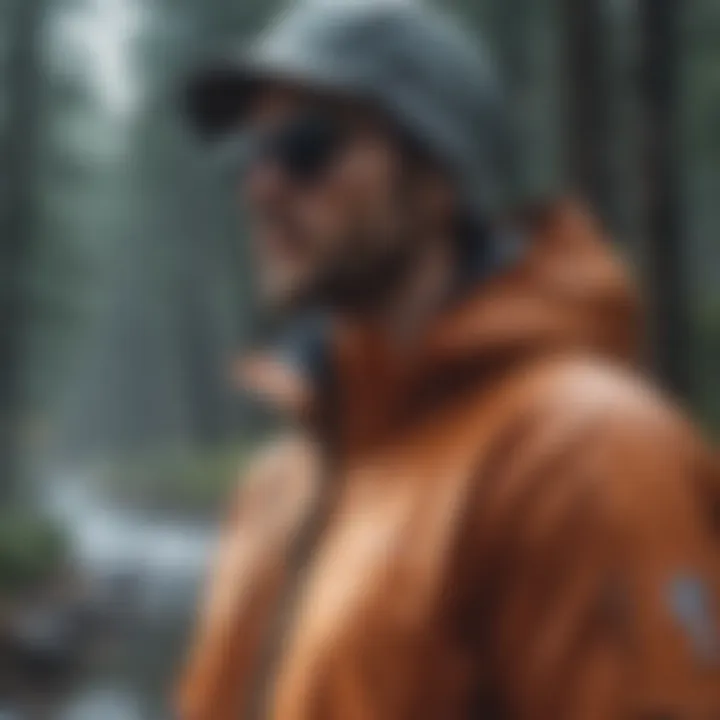 Outdoor adventure scene featuring a reflective windbreaker in action