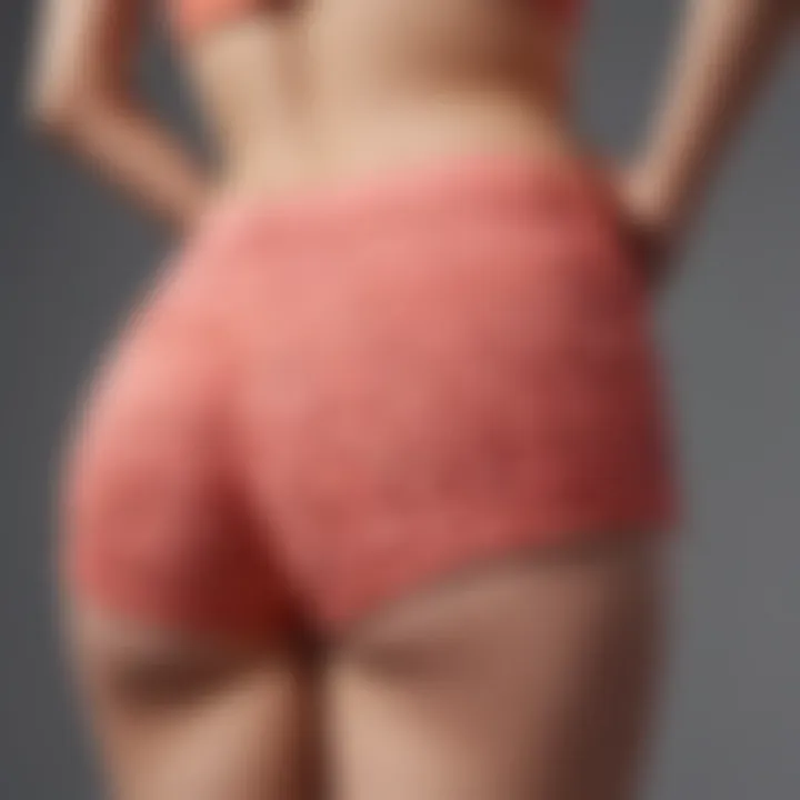 A close-up of fabric textures used in high-waisted booty shorts.