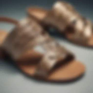 Close-up of the intricate design of sandals